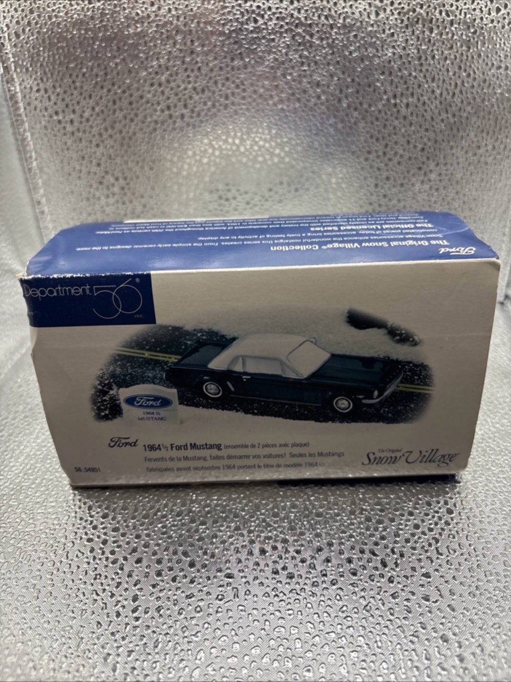 Department 56 1964 1/2 FORD MUSTANG BLUE Snow Village 54951 (READ) No Sign